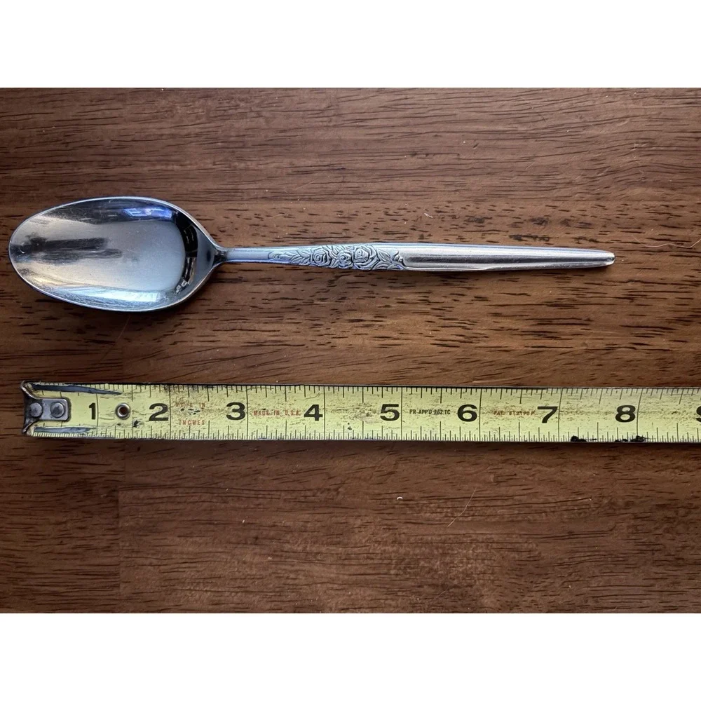 Stainless Steel Spoon Floral Handle Glossy Silver 7 in Japan